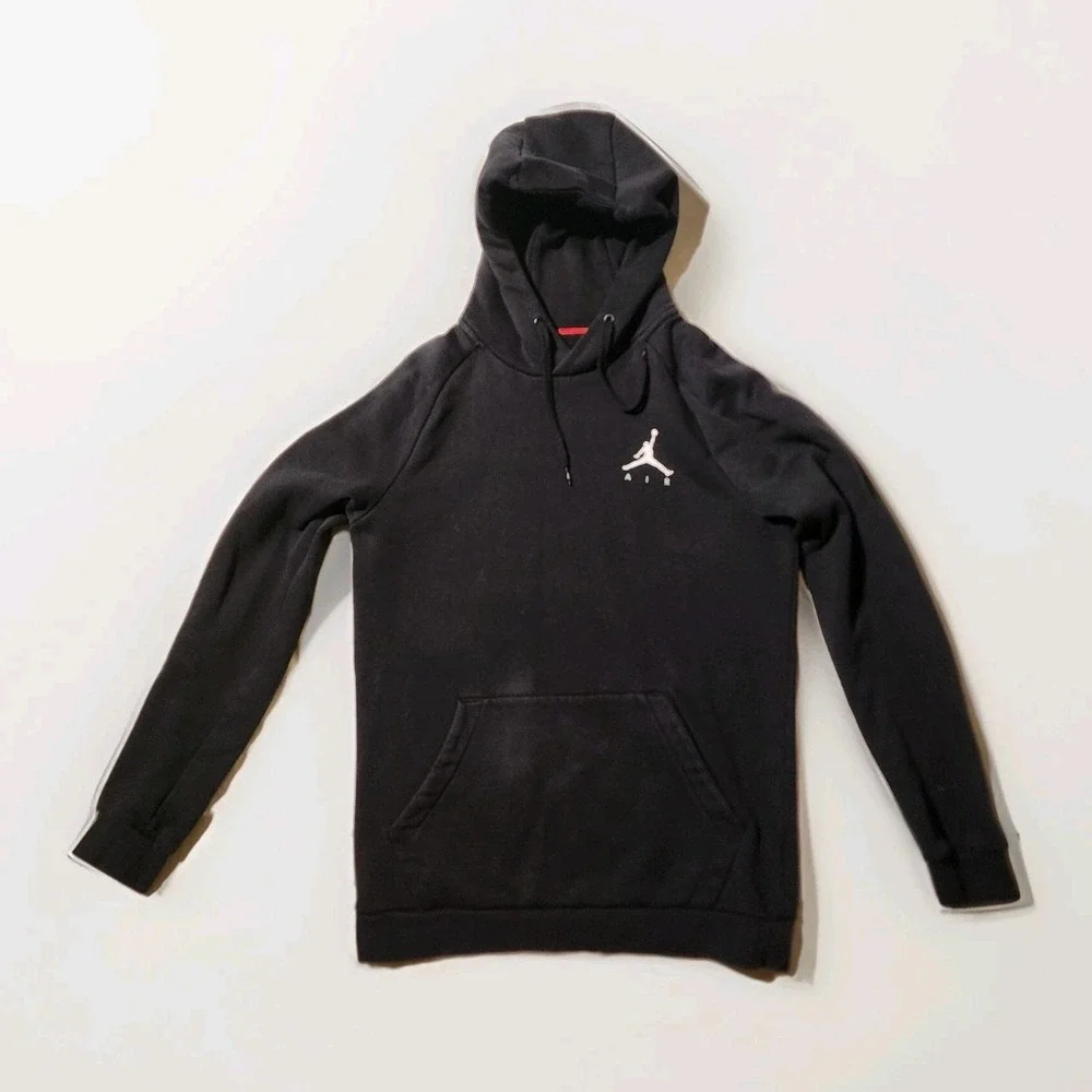 Jordan Pullover Hoodie Sweatshirt Jumper Logo‎ Spellout Black Mens